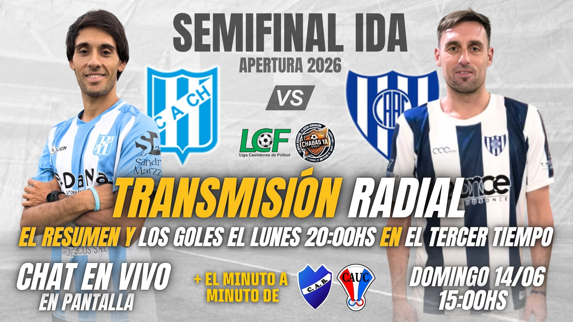 Atl. Chabás vs Aprendices - Semifinal Ida LCF - en vivo 20:00hs